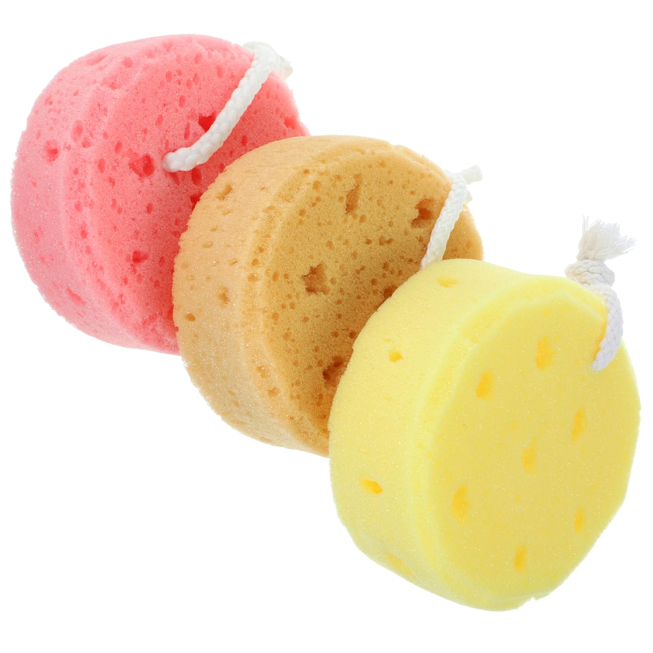 3pcs Bath Sponges, Sponge Loofah Body Scrubber for Women, Men, Teenager, Soft Skin-Friendly, Dual-Sided Design, Shower Pouf Cleaning for Shower Beauty and Personal Care WOFASHPURET