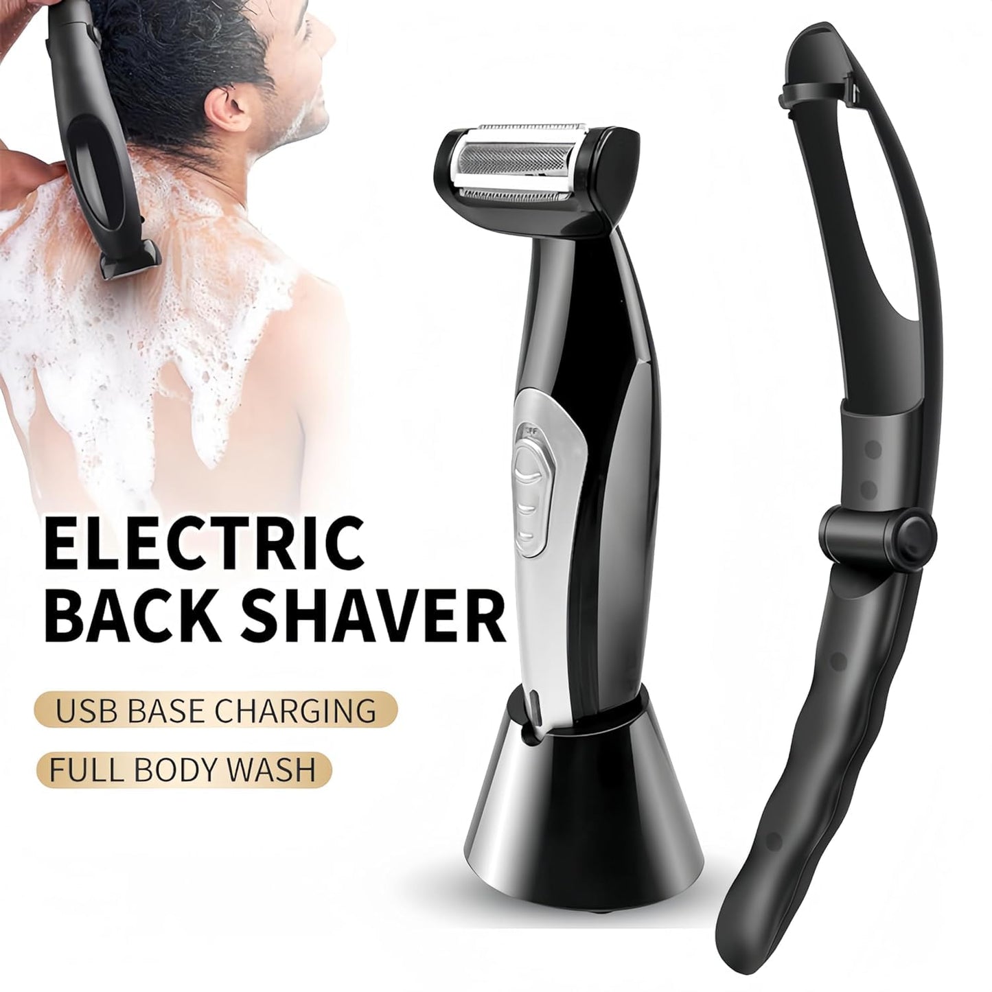 Multi Fuctional Chest Back Shavers for Men, Wet Dry Use Back Extreme Reach Removable Handle Shavers Beauty and Personal Care Zunate