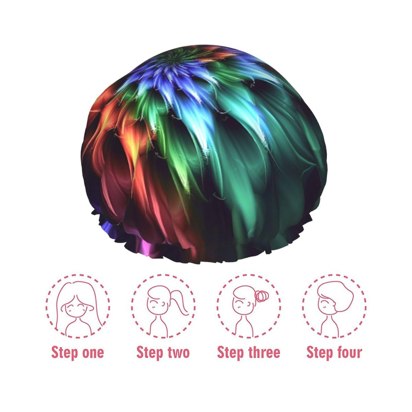 Abstract Flower Shower Cap for Women Men Large Reusable Shower Bonnet Double-Layer Waterproof Bath Caps Elastic Band Hair Hat for All Hairstyles Beauty and Personal Care BWLHJKE