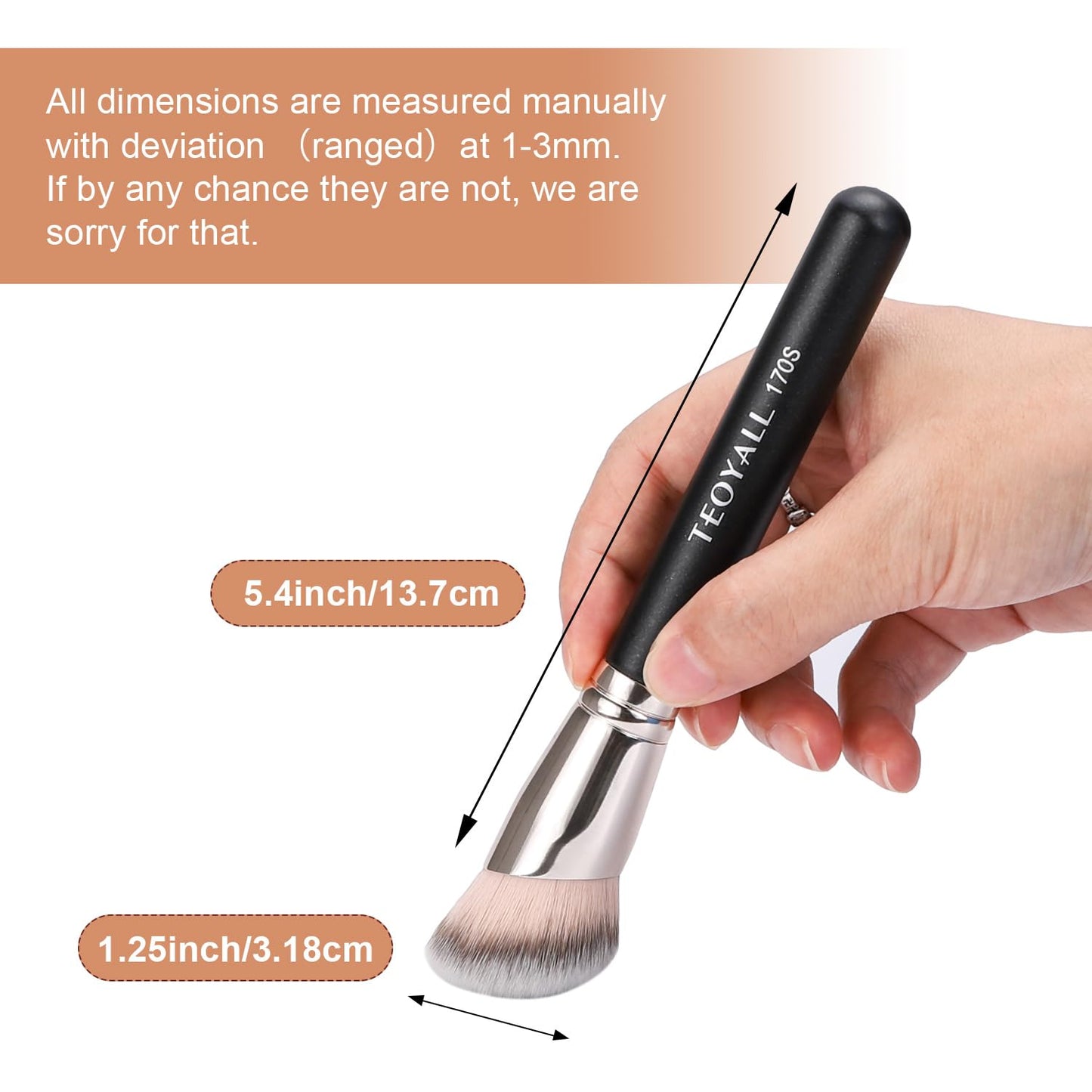 TEOYALL Foundation Contour Brush Set, 2PCS Angled Synthetic Kabuki Brush for Blending Setting Concealing Buffing with Liquid, Cream and Powder Beauty and Personal Care TEOYALL
