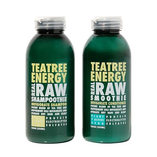 Real Raw Tea Tree Shampoo & Conditioner set - Cleanse, Hydrate + Invigorate - No Water 100% Pure Aloe Juice & Coconut Water - Sulfate & Paraben Free Beauty & Personal Care Real Raw