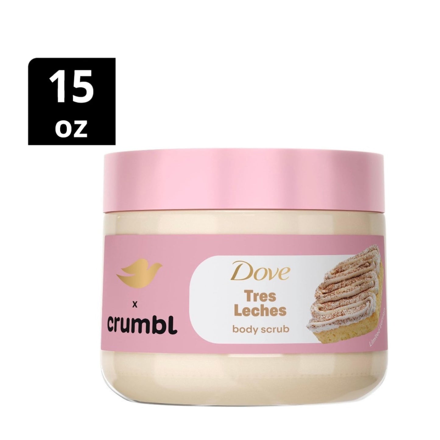 Dove x crumbl Limited Edition Tres Leches Nourishing Body Wash and Body Scrub Set, Sweet Vanilla Cake Scent, 20 fl oz and 15 oz Beauty & Personal Care Dove