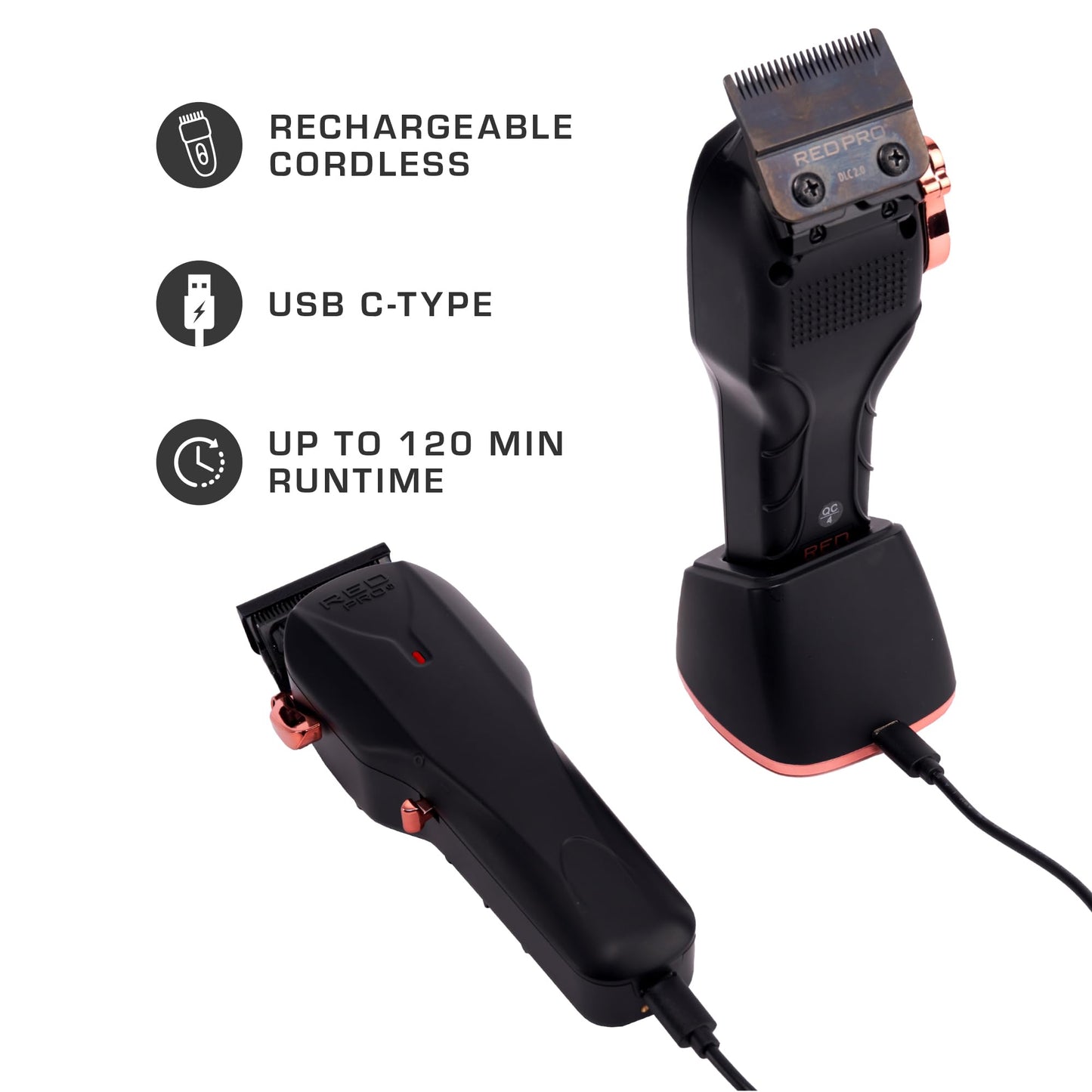RED Pro Professional Cordless Hair Clipper for Men, Electric Rechargeable Hair Clipper Set for Barbers and Stylists with Up to 150 Minutes Battery Beauty and Personal Care RED Pro