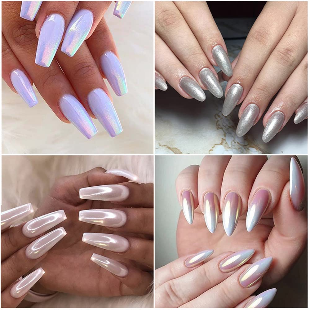 1 Box Laser Nail Glitter Peacock Mirror Powder Laser Dust Nail Art Chrome Pigment Powder Rose Gold Silver Mix Nail Art Glitter Sequins DIY Sparkly Beauty & Personal Care Bellecrey