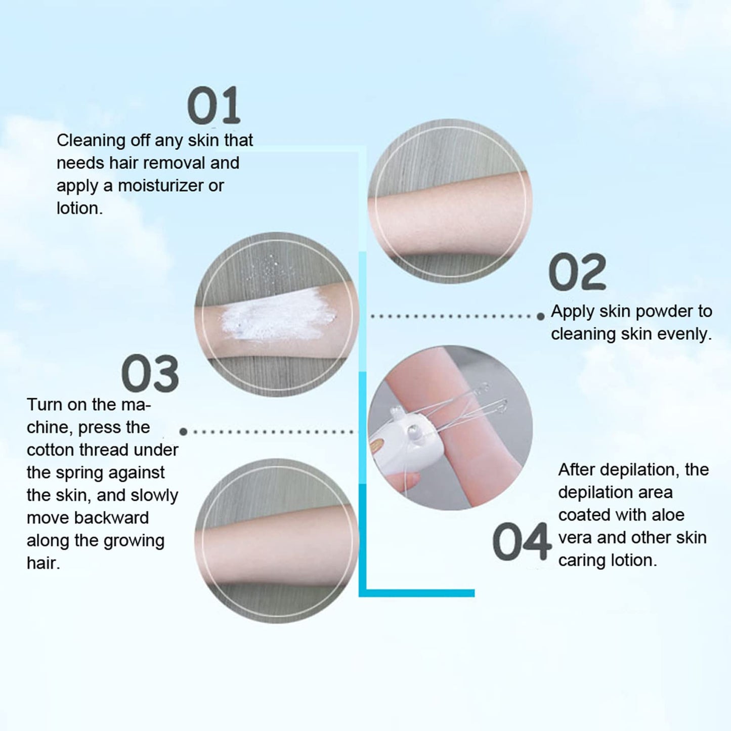 NOENNULL Electric USB Threading Epilator Hair Remover - Rechargeable Facial Hair Remover for Women & Men, Portable Cotton Thread Epilator with USB Beauty and Personal Care NOENNULL