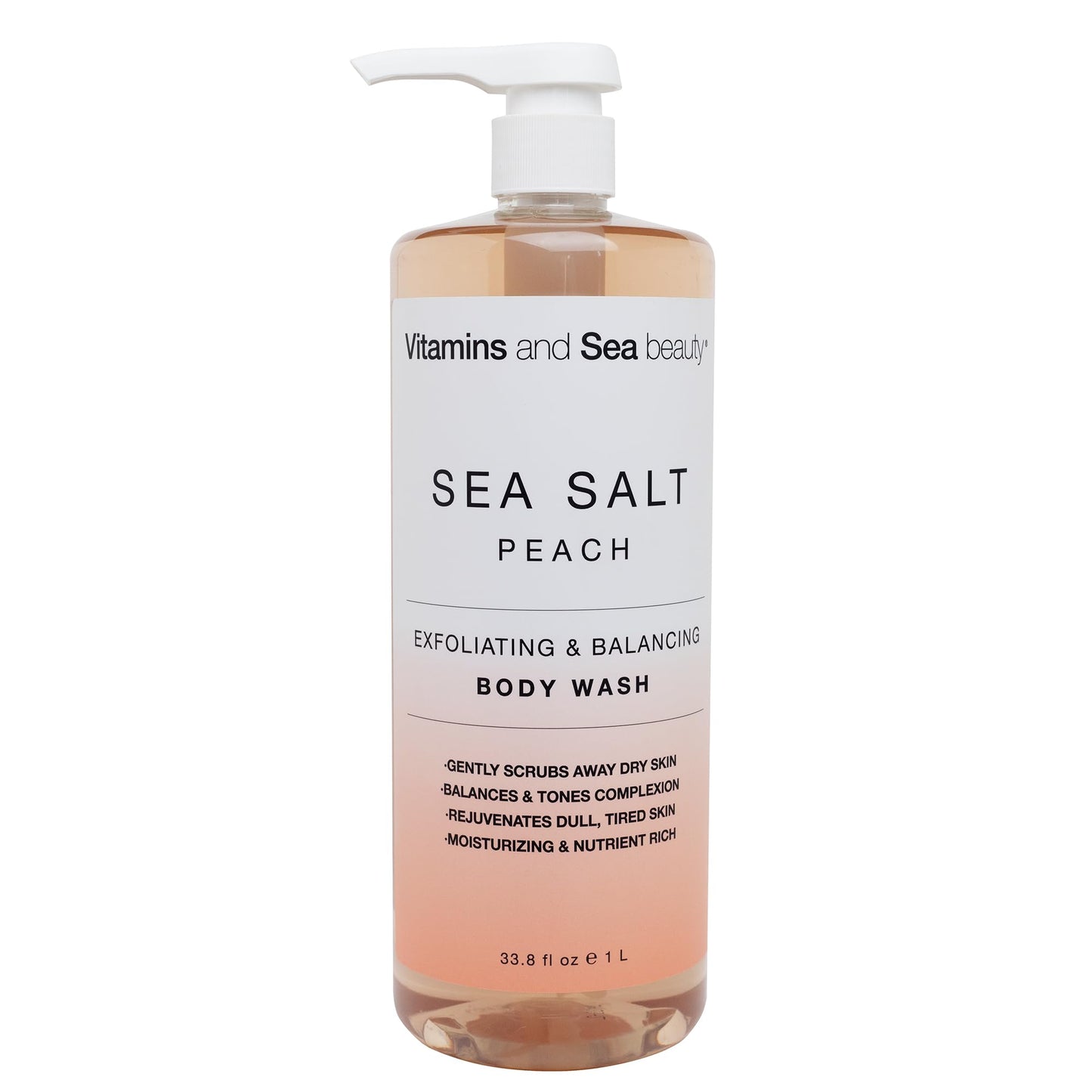 VITAMINS AND SEA BEAUTY Exfoliating & Balancing Body Wash with Sea Salt + Peach, 33.8 fl Oz Beauty & Personal Care VITAMINS AND SEA BEAUTY