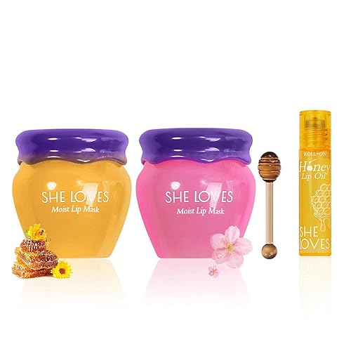 2PCS Lip Mask Overnight, Honey&Sakura Day and Night Repair Sleeping Lip Balm, Fade Lip Lines Bee Balm, Hydrating &Prevention Dry and Crack Lip Scrubs Beauty & Personal Care SHE LOVES