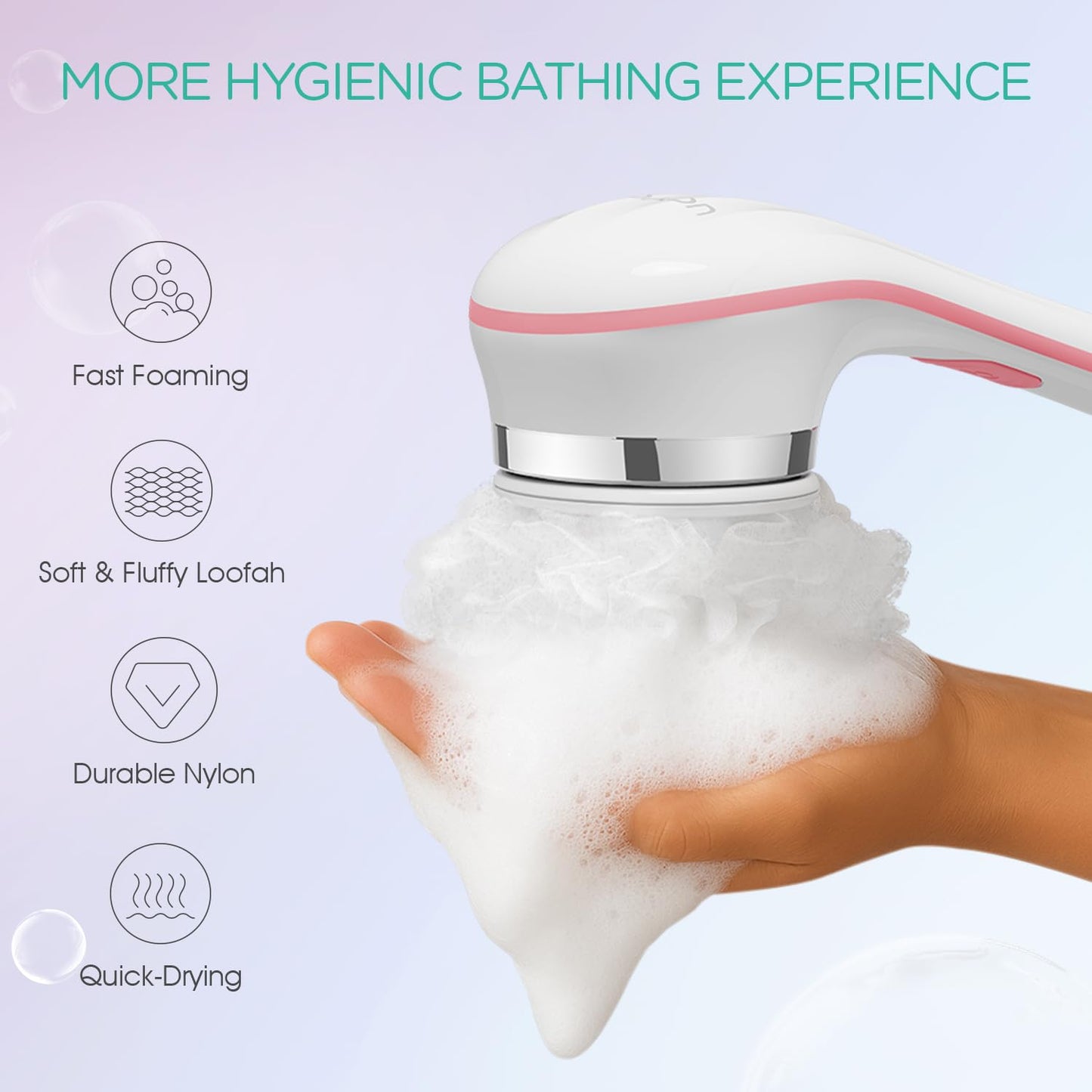 VOYOR Electric Body Brush Back Scrubber for Shower Rechargeable Exfoliating Bath Brush Powered Shower Brush with Non-Slip Long Handle Deep Cleansing Beauty and Personal Care VOYOR