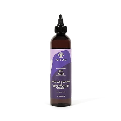 As I Am Rice Water Shampoo 8 oz - with Forbidden Black Rice, Saw Palmetto, Biotin - Gentle Cleanser - Moisturizing - Vegan & Cruelty Free - Sulfate Beauty & Personal Care As I Am