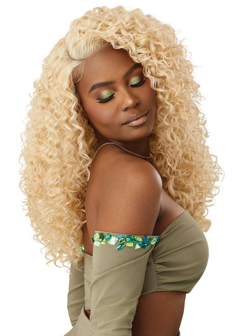 Outre 6X5 Pre-Cut Lace Closure Wig - Human Hair Blend - Dominican Curly 22" (JET BLACK 1)