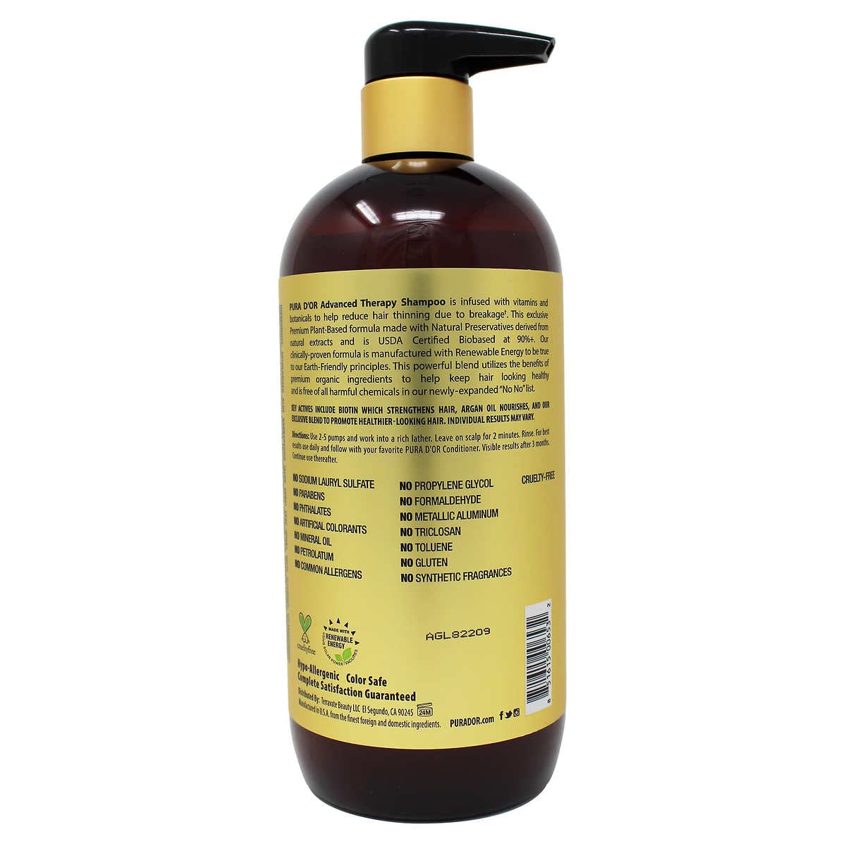 PURA D'OR Advanced Therapy System Clinically Proven to Reduce Hair Thinning - Paraben Free, Argan Oil Scent - Shampoo and Conditioner Set for Fine Beauty & Personal Care PURA D'OR