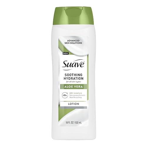 Suave Soothing Hydration Hand & Body Lotion With Aloe Vera Refreshes Dry Skin, Fast Absorbing, Intensive Moisturizing Cream For Women, Non Greasy Beauty & Personal Care Suave