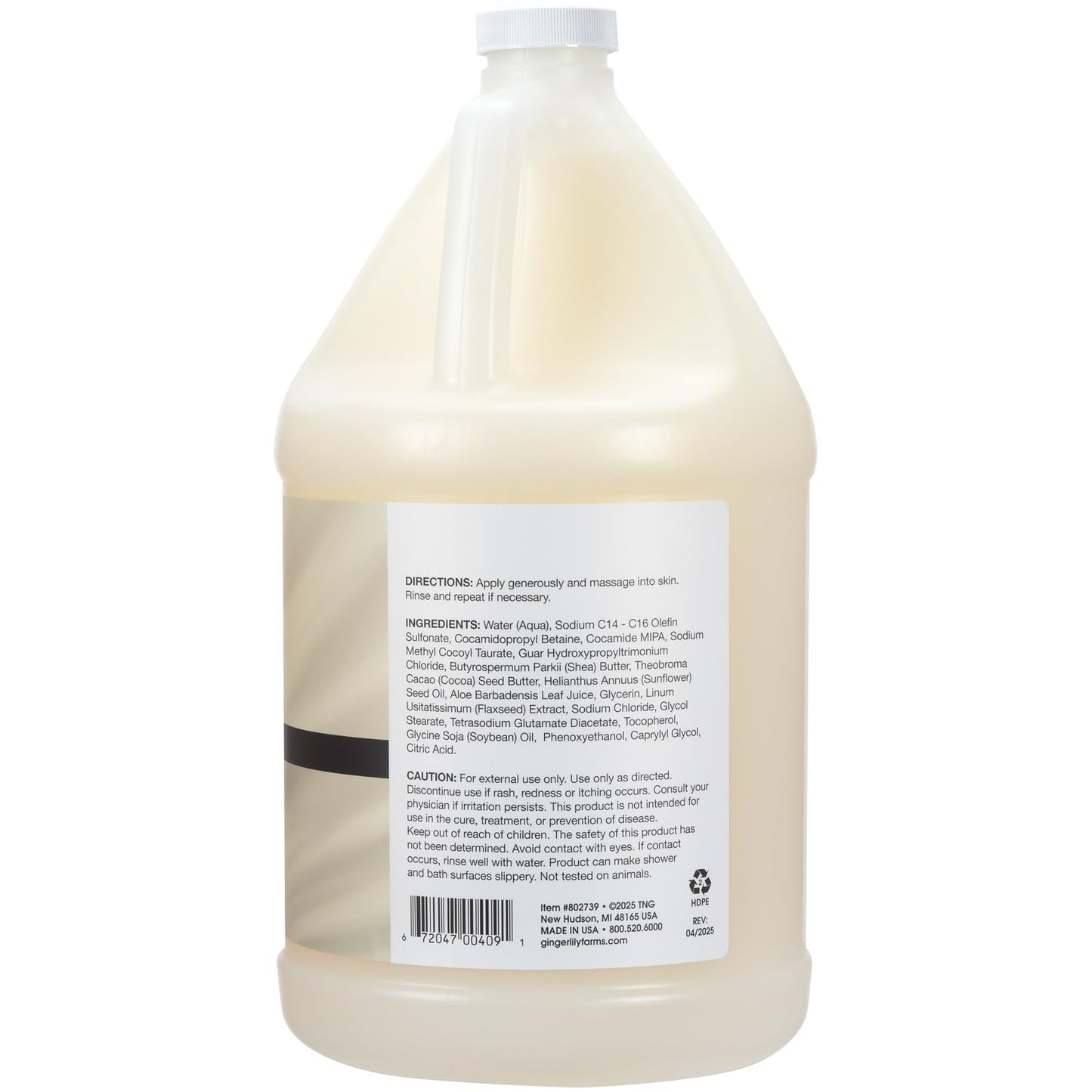 Ginger Lily Farms Botanicals Shea Indulgence Deep Hydration Body Wash, 100% Vegan & Cruelty-Free, Fragrance-Free, 1 Gallon (128 fl oz) Refill Beauty & Personal Care Ginger Lily Farms