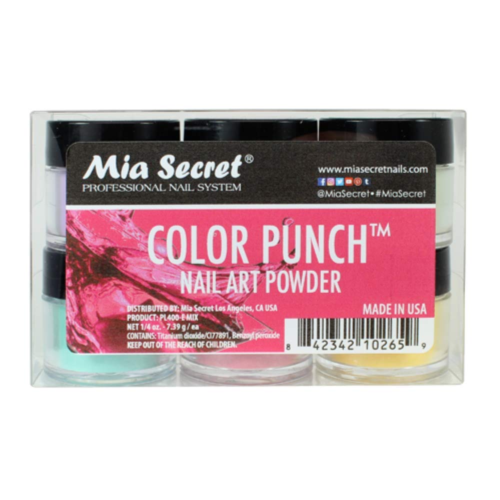 Mia Secret -Color Punch Collection Nail Acrylic Powder set of 6 Beauty & Personal Care Mia Secret