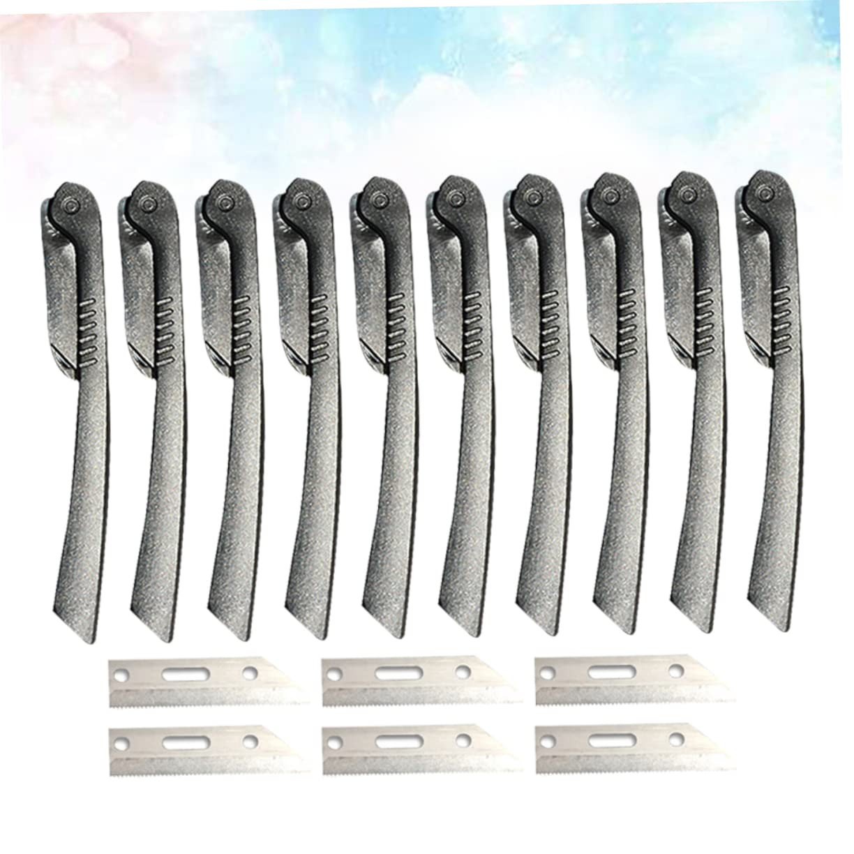PartyKindom Foldable Stainless Steel Eyebrow Razor Set 10pcs Portable Eyebrow Trimmer for Women Makeup Tool Kit with Precision Blades for Shaping Beauty and Personal Care PartyKindom