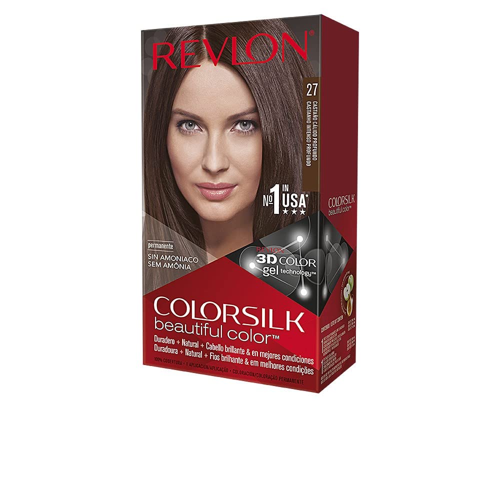 Revlon Permanent Hair Color, Permanent Hair Dye, Colorsilk with 100% Gray Coverage, Ammonia-Free, Keratin and Amino Acids, 27 Deep Rich Brown, 4.4 Oz Beauty & Personal Care REVLON