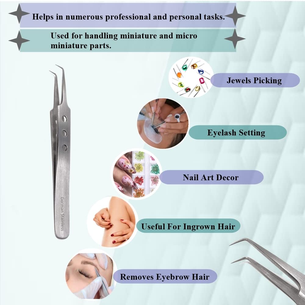 Professional Stainless Steel Tweezers 4.75" with Fine Precision Tips & Fenestrated Handle Suitable for Facial Hair, Splinter and Ingrown Hair Removal Beauty and Personal Care HIGH TECH INSTRUMENTS