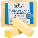 ForPro Professional Collection Yellow Pedicure Block, 220/220 Grit, Three-Sided Pedicure Nail Buffer, 3.75”L x 1”W x 1”H, Yellow, 15-Count Beauty & Personal Care ForPro Professional Collection