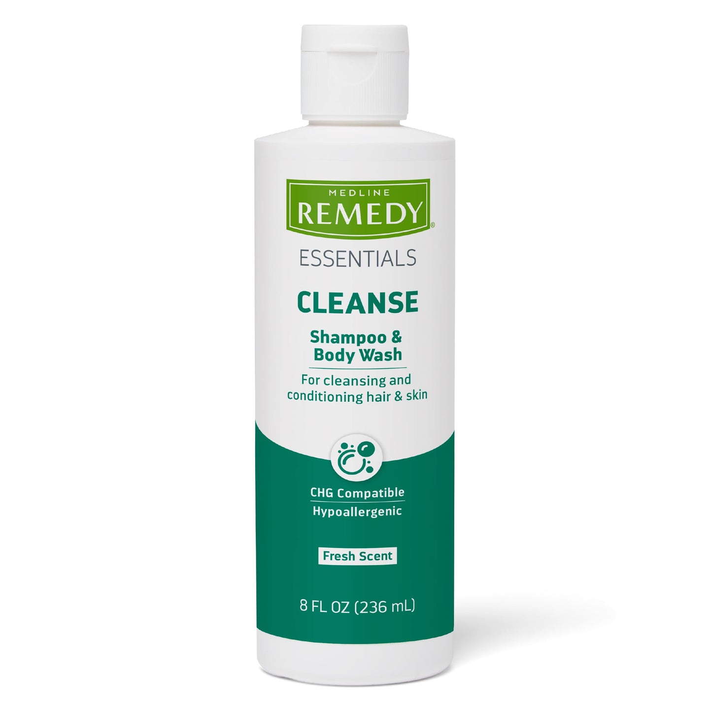 Medline Remedy Essentials Shampoo and Body Wash (8 fl oz), Fresh Scent, Full Body Cleanser with Aloe, For Adults & Elderly, Easy Rinse Gel for Bath Beauty & Personal Care Medline