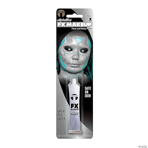 Tinsley Transfers FX Makeup - Face and Body Paint - Water-Based Cream - 7g / 0.24 oz Tube (Metallic Silver), 1 Count Beauty & Personal Care Tinsley Transfers