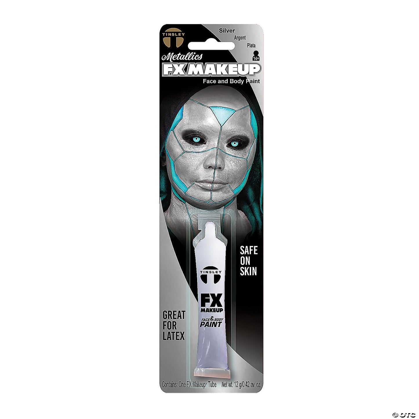 Tinsley Transfers FX Makeup - Face and Body Paint - Water-Based Cream - 7g / 0.24 oz Tube (Metallic Silver), 1 Count Beauty & Personal Care Tinsley Transfers