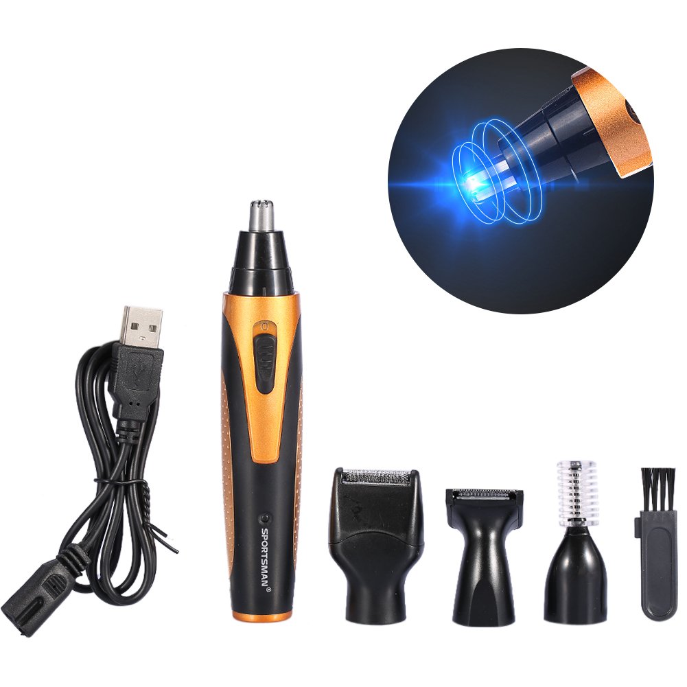 Mens Hair Trimmer Kit, 4 in 1 Rechargeable Nose Hair Stubble Beard Ear Eyebrow Shaver for Beauty and Personal Care FILFEEL