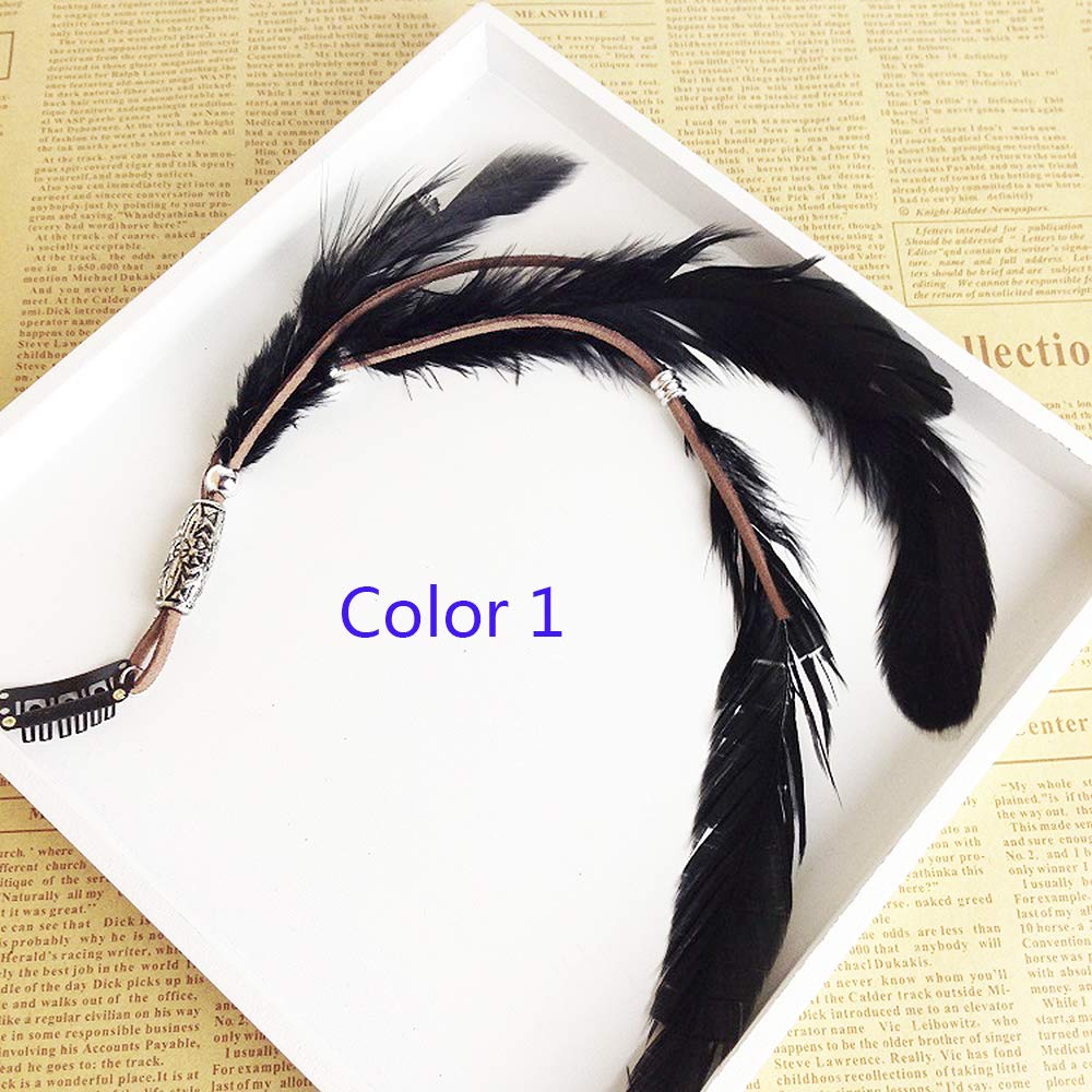 Jurxy Women Feather Hair Clips Set of 3 Handmade Boho Hippie Hair Extensions with Clip Comb Hairpin Headdress Beauty & Personal Care Jurxy