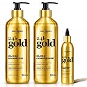 Hair Chemist 24K Gold Gloss Shampoo & Conditioner 3-Piece Hair Care Set - 33.8oz Shampoo, 33.8oz Conditioner & 8 oz Hair Oil - Strengthening, for Dry Beauty & Personal Care Hair Chemist