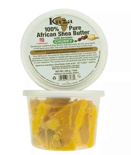 Kuza 100% Pure African Shea Butter with Borututu, Chunky Yellow, 10 oz Beauty & Personal Care Kuza