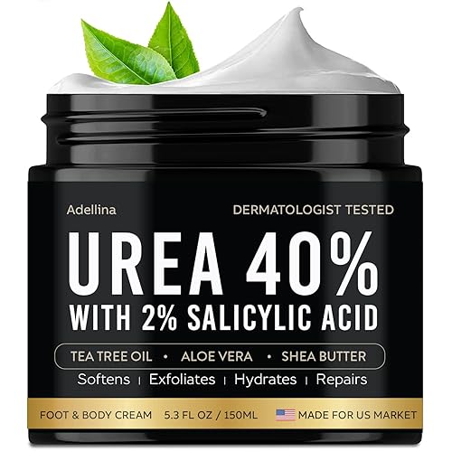 Adellina Urea Cream 40 Percent for Feet Maximum Strength, Urea Foot Cream for Dry Cracked Heels Feet Knees Elbows, 40% Urea Foot Repair Lotion 5.3 OZ Beauty & Personal Care Adellina