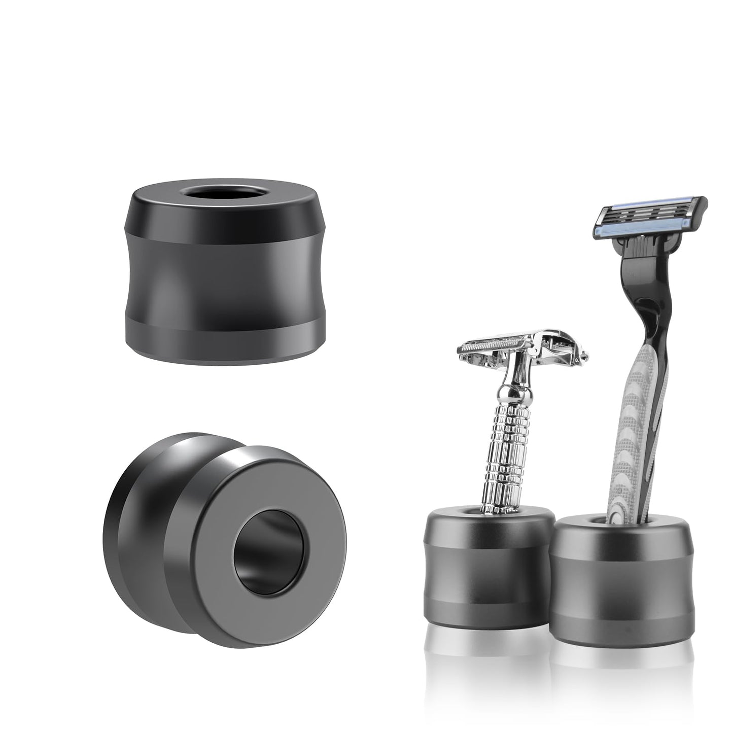Linkidea 2 Pack Safety Razor Stand, Opening Dia 0.7" (18.5mm) Men Shaving Stand for Bathroom Countertop Compatible with Gillette SkinGuard (Dark Grey) Beauty and Personal Care Linkidea