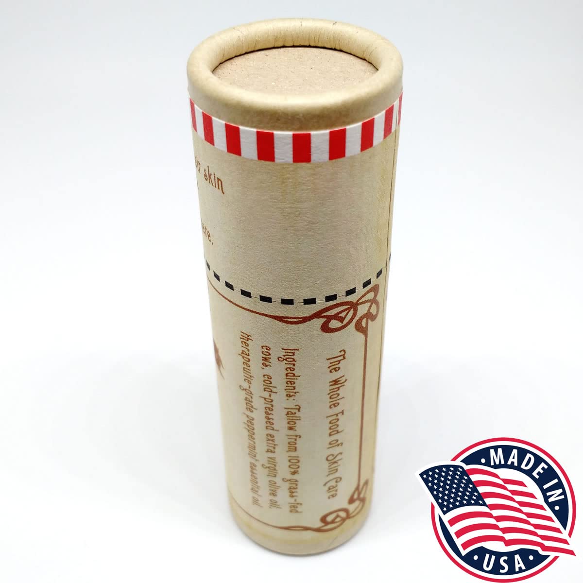 Vintage Tradition Moisturizing Beef Tallow Lip Balm - Tube Lip Moisturizer with Peppermint Essential Oil Hydrates & Soothes Dry Lips - Grass-Fed Beauty & Personal Care Vintage Tradition