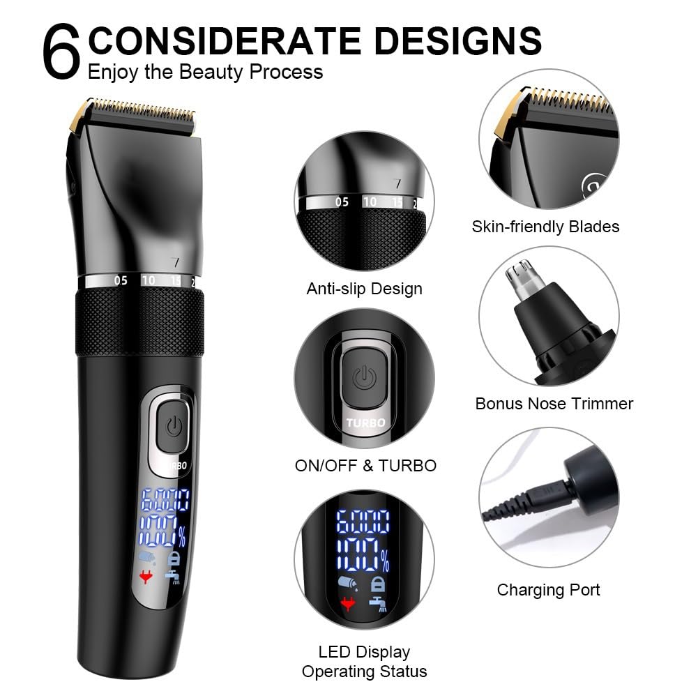 GLESVOWIO Hair Clippers for Men Professional Hair Clipper Set Multifunction Haircut for Men Stainless Steel Blade Hair Trimmer Nose Hair Trimmer Beard Beauty and Personal Care GLESVOWIO