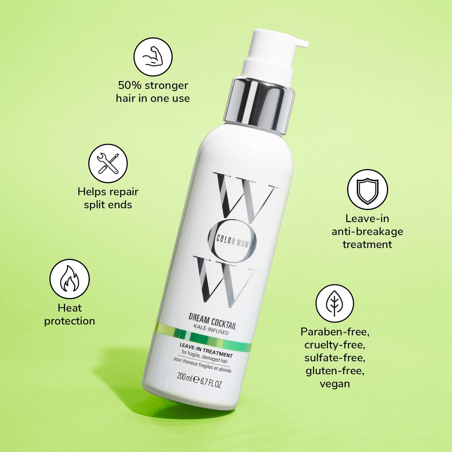 COLOR WOW Dream Cocktail Kale Infused Leave-in Treatment - for fragile, damaged hair | Reduce hair breakage by 50% in a single use | Powerful heat Beauty and Personal Care COLOR WOW