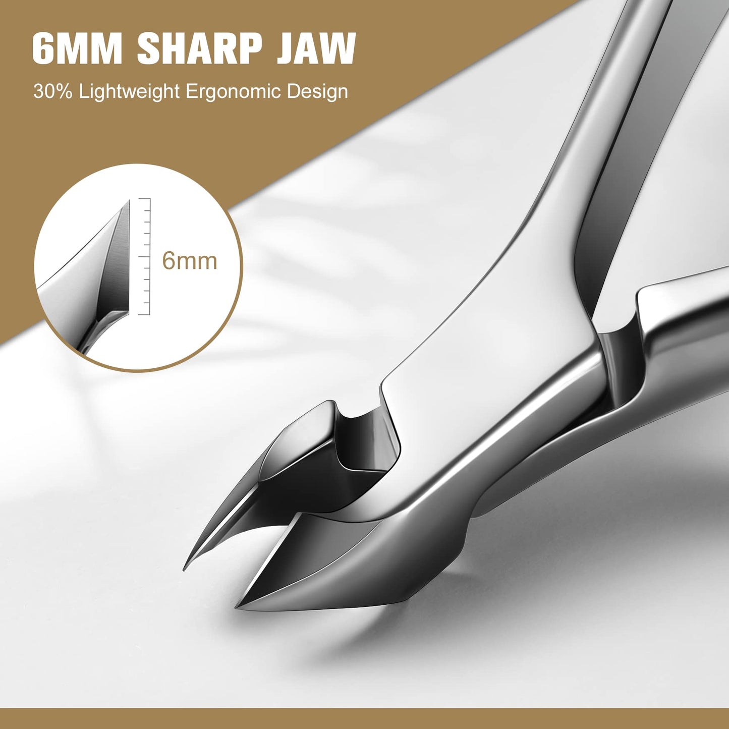 FERYES Cuticle Clipper with Pusher, 2 in 1 Professional Cuticle Trimmer, 6mm Full Jaw Cuticle Nipper, Stainless Steel Cuticle Remover Tool Mirror Beauty and Personal Care FERYES