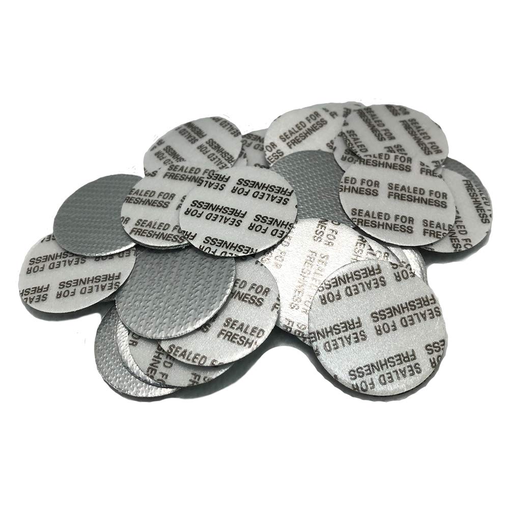 PKnGO Pressure Sensitive Foil Seal 24 mm (25 PCS) - PS Safety Seals for Freshness and Leak Prevention - Made in USA for Food Medicine and Cosmetic Beauty & Personal Care FRAGFRE