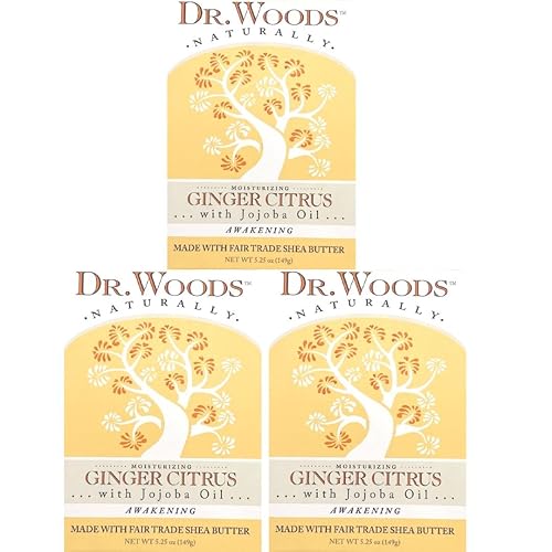 Dr. Woods Ginger Citrus Bar Soap with Jojoba Oil & Organic Shea Butter, 5.25 Ounce (Pack of 3) Beauty & Personal Care Dr. Woods