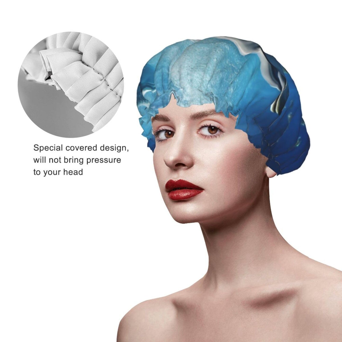 Cute Dolphins Shower Cap for Women Men Large Reusable Shower Bonnet Double-Layer Waterproof Bath Caps Elastic Band Hair Hat for All Hairstyles Beauty and Personal Care BWLHJKE