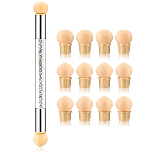 DANNEASY 1Pc Double-Ended Nail Sponges Pen 12Pcs Sponge Head UV Gel Acrylic Nail Gradient Shading Brush Ombre Design Manicure Tools Beauty & Personal Care DANNEASY