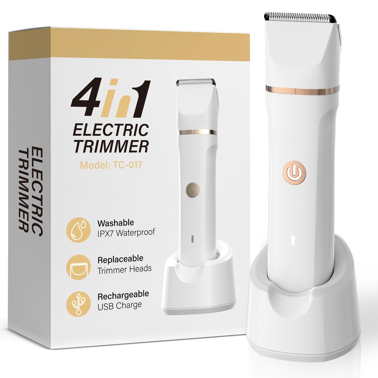 4-in-1 Electric Bikini Trimmer for Women - Painless Electric Razors for Facial/Body/Armpit/Pubic Hair, IPX7 Waterproof Replaceable Shaver Head & Nose Beauty and Personal Care Arikit
