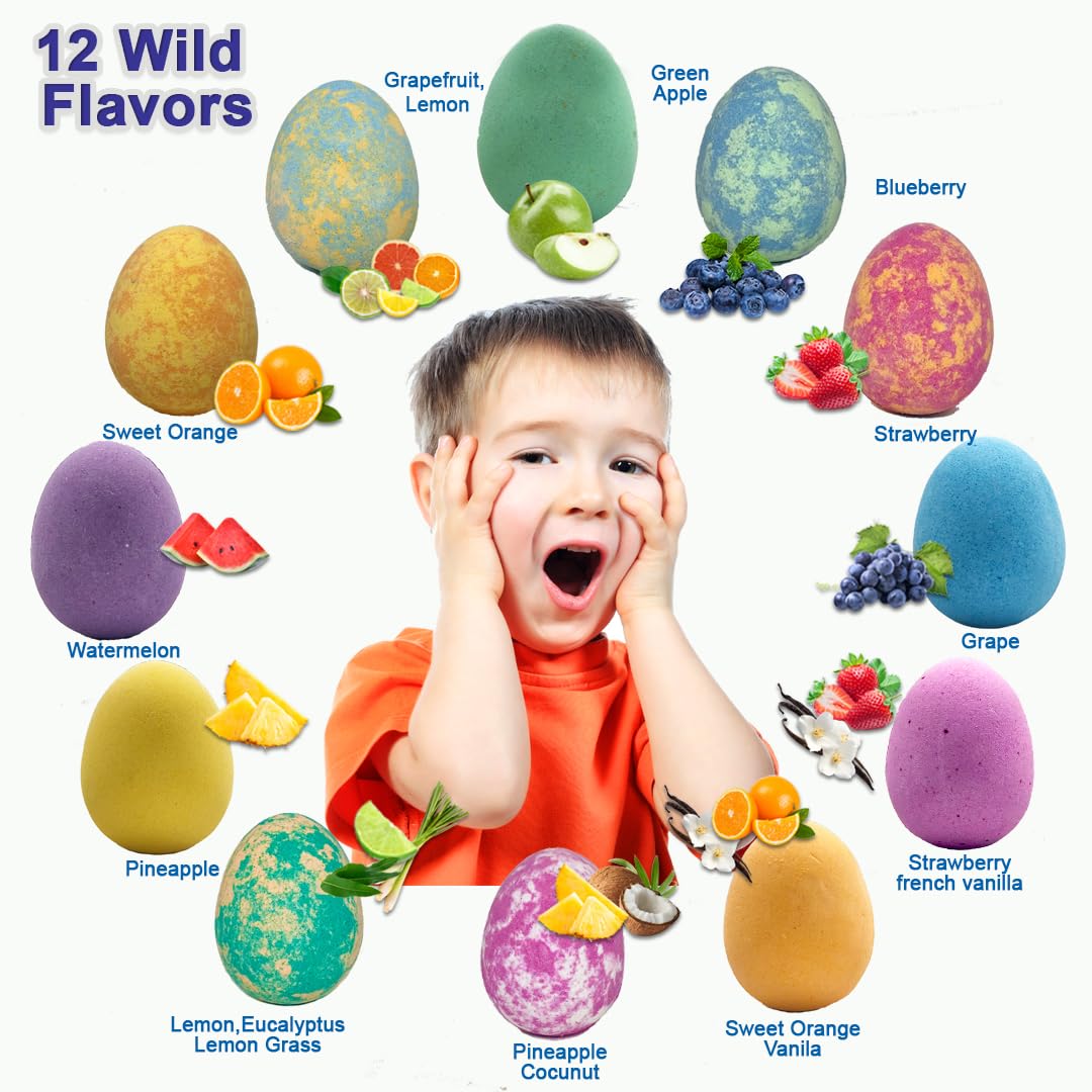 Bath Bombs for Kids with Surprise Inside- 12 pk Kids Bath Bombs with Jungle Toys, Organic, Natural, Skin-Moisturizing Bubble BathBombs. Birthday Gifts Beauty and Personal Care Mineral Me California
