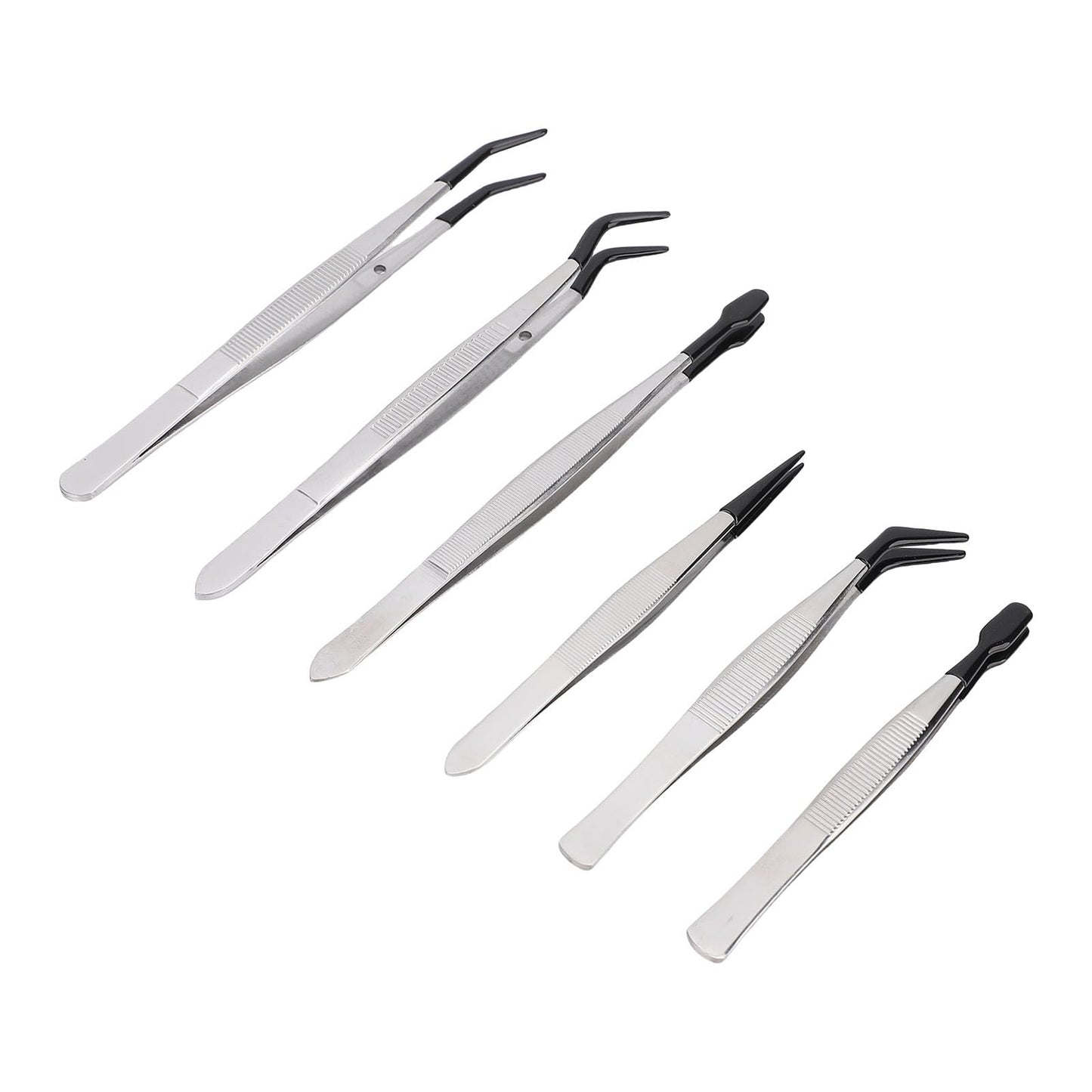 Pongnas 6Pcs Stainless Steel Tweezers Set, Multifunctional False Eyelash Tweezers with Stamp Clips Function for Makeup Application and Stamp Beauty and Personal Care Pongnas