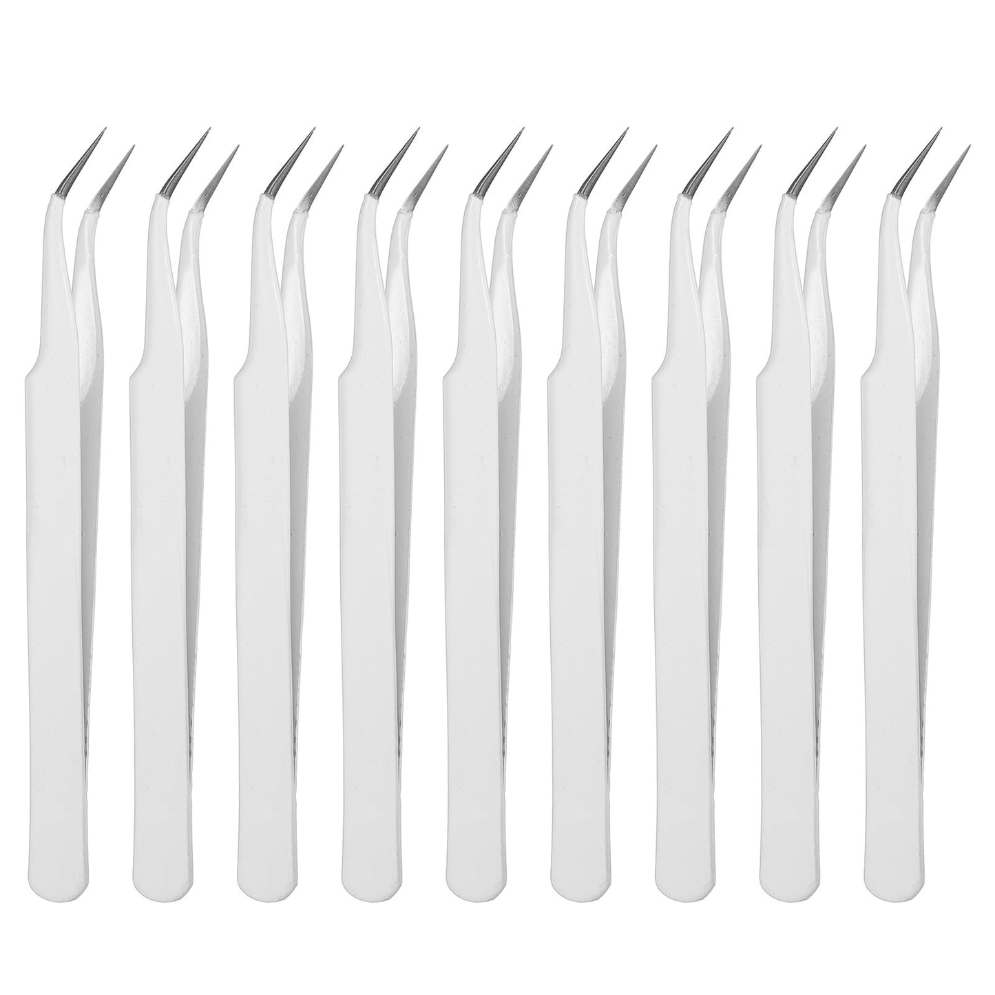 HARFINGTON 9Pcs Curved Pointed Craft Tweezers with Protective Cover, Anti-Static Stainless Steel Precision Tweezers Casual Beauty Tools for Eyelash Beauty and Personal Care HARFINGTON