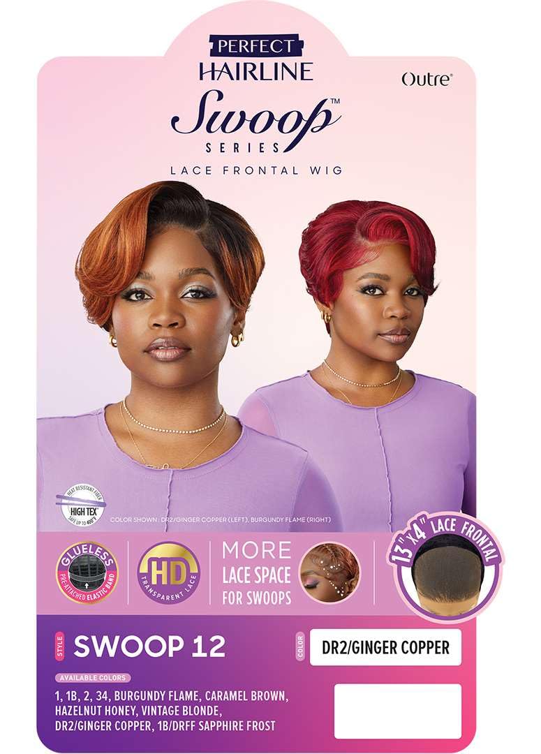 Outre Lace Front Wig - Perfect Hair Line 13X4 - Swoop Series - Swoop 12 (DARK BROWN 2)