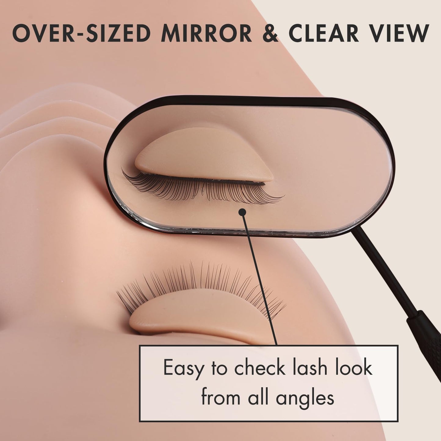 Embagol Lash Mirror Extra Large Makeup Mirror for Eyelash Extensions Detachable Stainless Steel Square Round Lash Extension Accessories(Black) Beauty & Personal Care Embagol