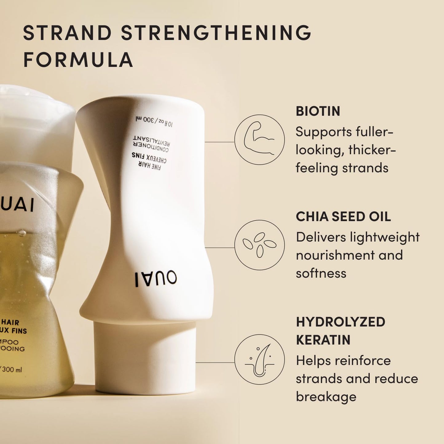 OUAI Fine Hair Shampoo & Conditioner Set, Travel Size - Volumizing Shampoo & Conditioner - With Strengthening Keratin, Biotin & Chia Seed Oil Beauty & Personal Care OUAI
