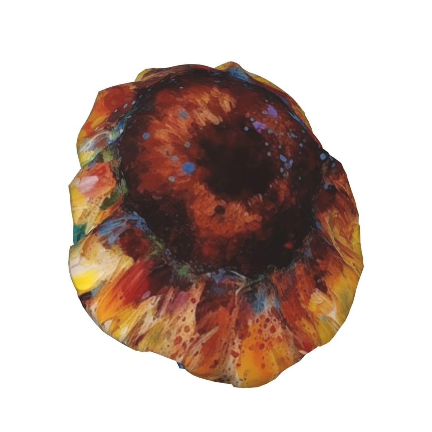 Abstract Sunflower Multicolor Shower Cap For Women Reusable Double Layers Bathing Bath Cap Hair Caps Waterproof Elastic Band Ladies Spa Salon Shower Beauty and Personal Care GDSHJKLW