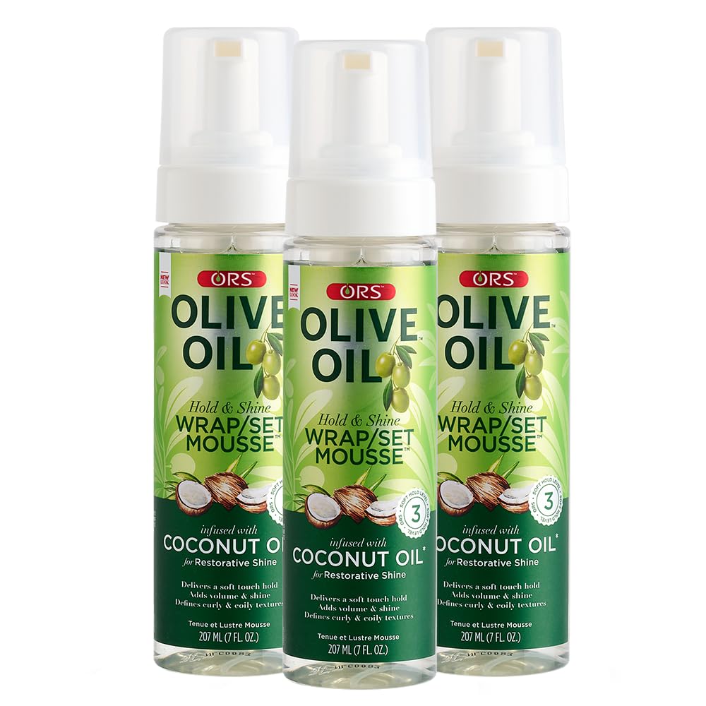 ORS Olive Oil Hold & Shine Wrap Set Mousse Infused with Coconut Oil for Restorative Shine 7 Ounce (Pack of 3) Beauty & Personal Care ORS
