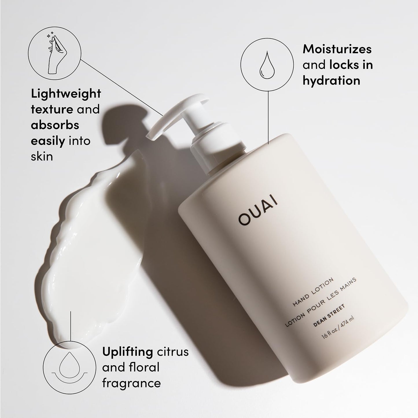 OUAI Hand Wash and Hand Lotion Set, Dean Street Scent - Moisturizes and Exfoliates with Daily Use - Made with Jojoba Esters, Avocado & Rosehip Oils Beauty & Personal Care OUAI