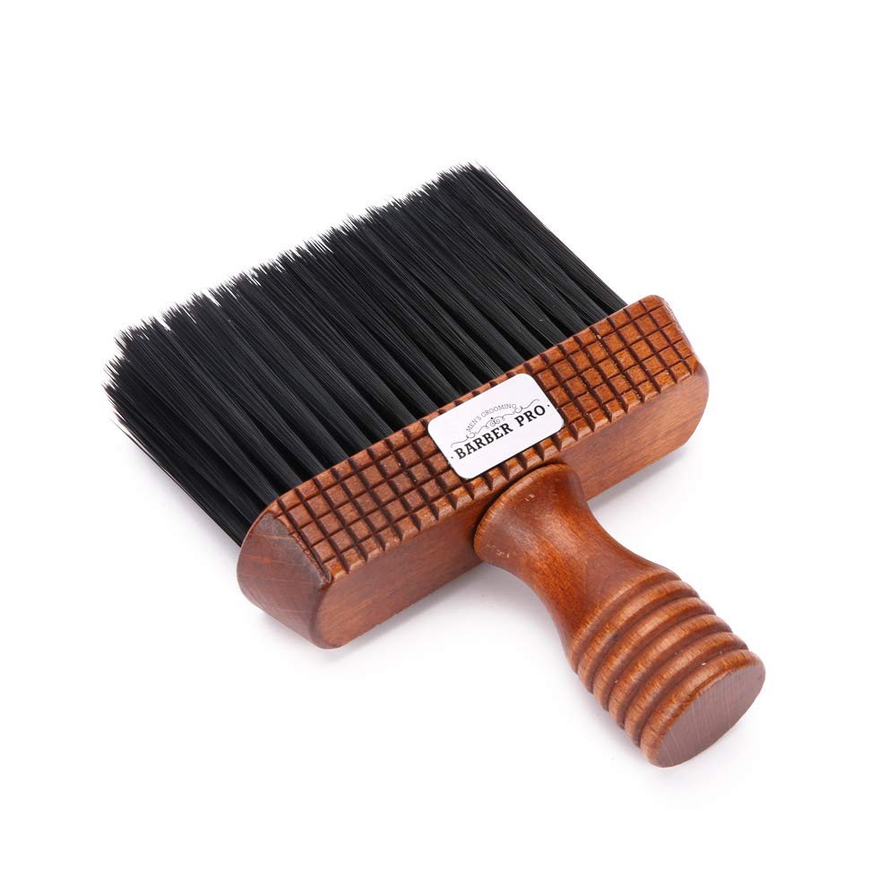 MEN'S GROOMING BARBER PRO Barber Neck Duster Brush for Hair Cutting, Soft Neck Cleaning Brush, Professional, Natural Nylon Wooden Handle